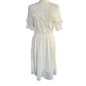 Guka Ivory Lace Dress Crochet Wedding Dress Romantic Feminine